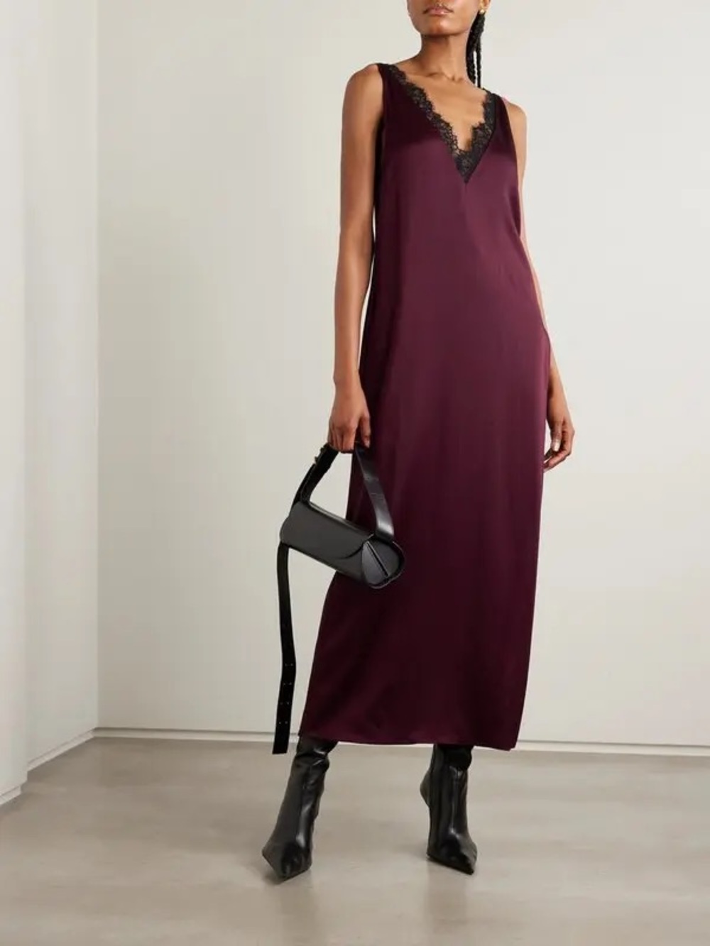 Stella Mccartney Lace Trimmed Satin Midi Dress IT40/US6 - Picture 1 of 10
